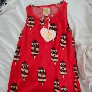 Hugo ❤ Tiki Red Terry Ice Cream Romper sz12T (fits sz 10T)